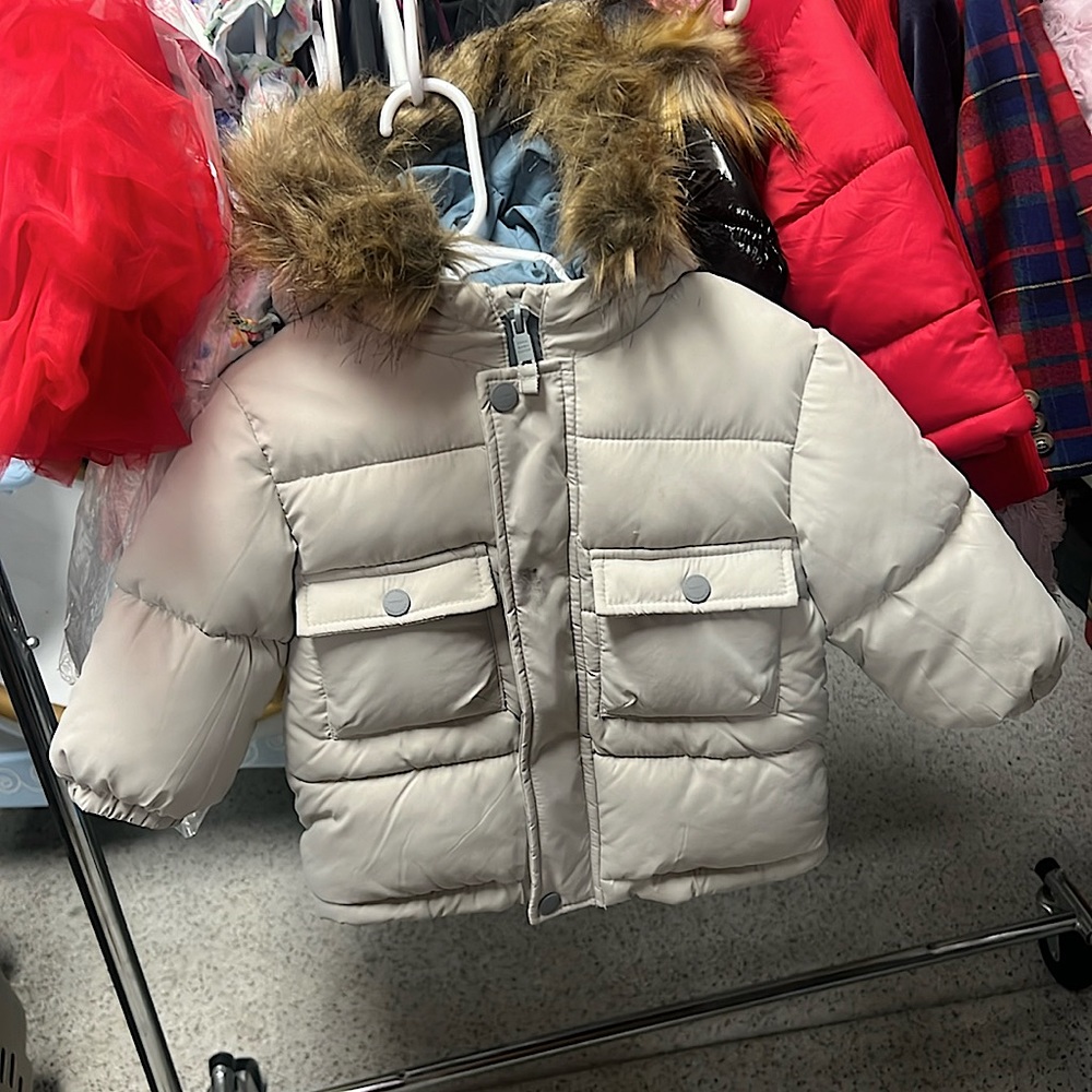 Taupe/light grey Zara Toddler Puffer coat